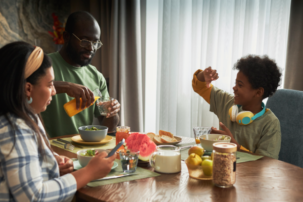 Family enjoying a meal together