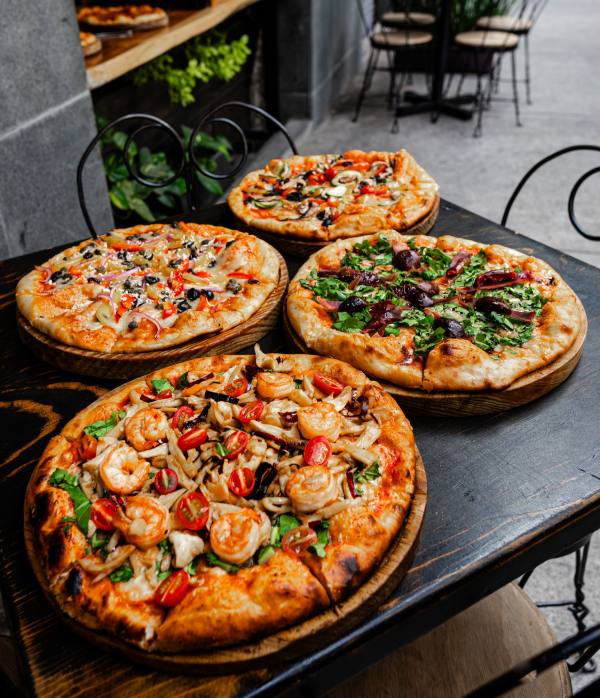 Freshly baked artisan pizza